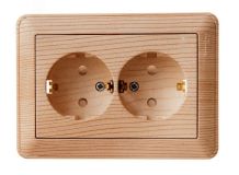 W59 Розетка х2 скрытая с заземляющим контактом 16А (сосна) RS16-255-78 Systeme Electric