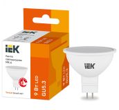Лампа светодиодная MR16 софит 9Вт 230В 3000К GU5.3 IEK LLE-MR16-9-230-30-GU5  IEK