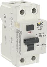 ARMAT Выключатель дифференциального тока R10N (УЗО) 2п 40А 300мА тип AC AR-R10N-2-040C300 IEK