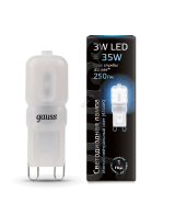Лампа светодиодная LED 3 Вт 250 Лм 4100К белая G9 капсула 220 В пластик Black 107409203 GAUSS
