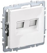 BRITE Розетка компьютерная двойная RJ45 кат.6 РК11-2-БрБ белый IEK BR-K20-2-K01 IEK