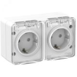 AtlasDesign Profi54  розетка двойная с заземлением со шторками IP54 16А 250B, БЕЛЫЙ, Россия ATN540126 Systeme Electric