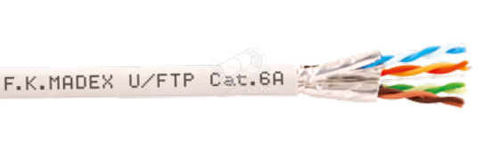 Витая пара U/FTP 4PR 23AWG Cat.6А PVC экранированная(DCM Test Report) 700648R ЕКС