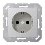 Штепсельная розетка SCHUKO одинарная, с заземлением, без шторок, 16A, 250В  (механизм + накладка, без рамки). Серия A500  Материал- дуропласт  Цвет- алюминий A1520AL JUNG