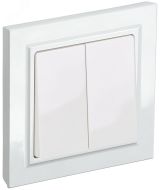 BRITE Выключатель двухклавишный 10А в сборе ВСР10-2-0-БрБ белый BR-V20-0-10-K01-F IEK