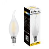 Лампа светодиодная LED 7вт Е14 теплый матовая свеча на ветру FILAMENT 25786 FERON