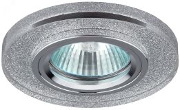 Светильник декор стекло круглое MR16,12V/220V, 50W, хром/серебряный блеск DK7 CH/SHSL C0043736 ЭРА
