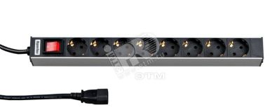 Блок розеток для 19'' шкафов горизонтальный 8 розеток 10A шнур 2.5м 26417 Hyperline