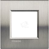 LivingLight Рамка прямоугольная 1 пост Фактурная сталь LNA4802ACS BTicino
