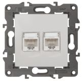 Розетка 2хRJ45, Эра Elegance, белый, 14-3108-01 Б0034308 ЭРА