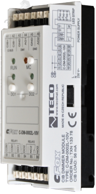 Диммер C-DM-0002L-10V C-DM-0002L-10V: CIB, 2x диммера с выходом 0-10V для диммирования балластов светодиодных или люминесцентных ламп, 2x RO TXN 133 78 TECO