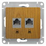 Розетка Glossa двойная компьютерная RJ45 + RJ45 кат.5E механизм дуб GSL000585KK Systeme Electric
