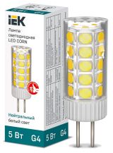 Лампа светодиодная CORN капсула 5Вт 12В 4000К керамика G4 IEK LLE-CORN-5-012-40-G4 IEK