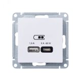 ATLASDESIGN USB РОЗЕТКА A + тип-C 45Вт высокоскор.заряд. QC, PD, механизм, ЛОТОС ATN001329 Systeme Electric