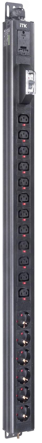 Блок распределения питания ITK BASE PDU PV1112 23U 1ф 32А 6SCHUKO 12C13 3м IEC60309 BS-PV-43-12C13-06D-12 ITK
