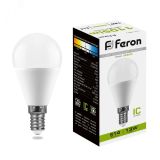 Лампа светодиодная LED 13вт Е14 белый матовый шар 38102 FERON