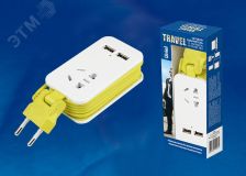 Удлинитель серии Travel, шнур 1,5м., 1 гнездо, б/з, 2USB*1,1A. S-CT1-1,5U WHITE/GREEN LM Белый с салатовым. ТМ . UL-00003429 Uniel