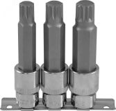 Набор насадок торцевых 1/2''DR с вставками-битами SPLINE на держателе, M14-M18, 100 мм, 3 предмета 055756 Ombra