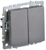 BRITE Выключатель двухклавишный 10А ВС10-2-0-БрС сталь BR-V20-0-10-K46 IEK