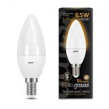 Лампа светодиодная LED 6.5 Вт 520 лм 3000К AC150-265В E14 свеча теплая  Black Gauss 103101107 GAUSS