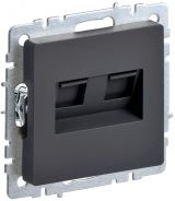 BRITE Розетка компьютерная двойная RJ45 кат.5E РК10-2-БрГ графит BR-K20-1-K53 IEK