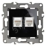 Розетка информационная двойная 2XRJ45, Эра12, чёрный, 12-3108-06 Б0014734 ЭРА