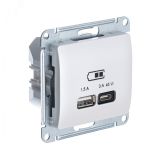 GLOSSA USB РОЗЕТКА A + тип-C 45W высокоскор.заряд. QC, PD, механизм, ПЕРЛАМУТР GSL000629 Systeme Electric