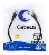 Патч-корд U/UTP, категория 6, 2xRJ45/8p8c, неэкранированный, черный, PVC, 0.3м 8661c Cabeus