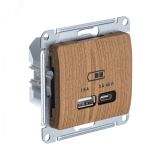 GLOSSA USB РОЗЕТКА A + тип-C 45W высокоскор.заряд. QC, PD, механизм, ДЕРЕВО ДУБ GSL000529 Systeme Electric