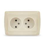 Маргарита розетка двухместная  б/з, с/у, 16А, 220В, сл.кость (ivory) (еврослот) М0102-I UNIVersal