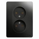 GLOSSA Розетка двойная без заземления антрацит в сборе GSL000720 Systeme Electric
