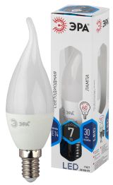 Лампа светодиодная LED BXS-7W-840-E14 (диод, свеча на ветру, 7Вт, нейтр, E14 (10/100/2800) Б0028483 ЭРА