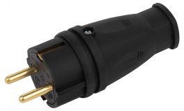 Вилка VX10-B-IP44 каучуковая c заземлением 16А IP44 прямая черная Б0055414 ЭРА