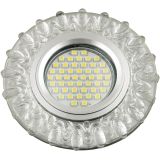DLS-L148 GU5.3 GLASSY/TEA Светильник декоративный встраиваемый, серия Luciole. Без лампы, цоколь GU5.3. Доп. светодиодная подсветка 3Вт. Стекло. Зеркальный/прозрачный+светло-коричневый. ТМ Fametto UL-00003901 Uniel