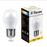 Лампа светодиодная LED 7вт Е27 теплый шар 25481 FERON