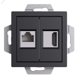ATLASDESIGN РОЗЕТКА двойная HDMI+RJ45, кат.5Е, механизм, КАРБОН ATN001082 Systeme Electric