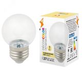 LED-G45-1W/3000K/E27/CL/С Лампа декоративная      светоддиодная. Форма шар, прозрачная. Теплый белыйсвет (3000K). Картон. ТМ Volpe. UL-00005807 Uniel