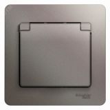 GLOSSA розетка с заземлением со шторками с крышкой в сборе IP20 платина GSL001246 Systeme Electric