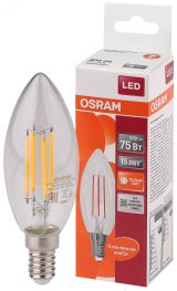 Лампа светодиодная LED 6Вт E14 CLB75 тепло-бел, Filament прозр.свеча OSRAM 4058075217805 LEDVANCE