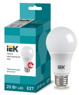 Лампа светодиодная A60 груша 20Вт 230В 4000К E27 IEK LLE-A60-20-230-40-E27 IEK