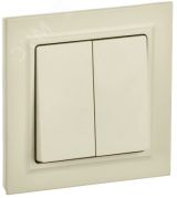 BRITE Выключатель двухклавишный 10А в сборе ВСР10-2-0-БрКр бежевый IEK BR-V20-0-10-K10-F IEK
