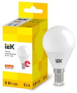 Лампа LED ALFA G45 шар 8Вт 230В 3000К E14 (6шт) IEK LLA-G45-8-230-30-E14-6 IEK