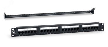 Патч-панель IDC 19' (1U), 24 порта RJ-45, категория 6, Dual IDC, с задним кабельным организатором 7128c Cabeus