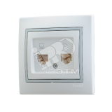 Мира Розетка RJ 45+RJ 11 белый с вставкой серый 701-0215-143 Lezard