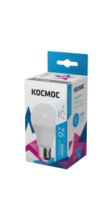 Лампа светодиодная LED 9Вт 220В Е27 D55х98 4500К белый 720 лм A55 LkecLED9wA55E2745 Космос