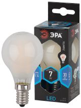 Лампа светодиодная филаментная F-LED P45-7W-840-E14 frost (филамент, шар мат., 7Вт, нейтр, E14 (10/100/3000) Б0027957 ЭРА