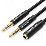 Переходник - разветвитель аудио Jack 3.5 мм F 4 pin на Jack 3.5 мм Mx2, 1 м. 1000615530 Vention