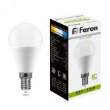 Лампа светодиодная LED 11вт Е14 белый матовый шар 25947 FERON