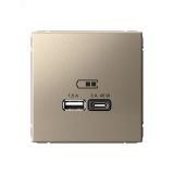 ARTGALLERY USB розетка A + тип-C 45Вт высокоскор.заряд. QC, PD, механизм, шампань GAL000529 Systeme Electric