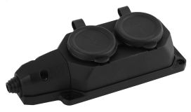Колодка каучуковая с/з 2гн 16A IP44 черная        K-2e-B-IP44 Б0044544 ЭРА